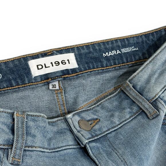 DL1961 Mara Instasculpt Straight Ankle Jeans Womens 30 Brookside Two Tone Frayed - Picture 6 of 13